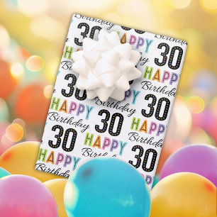 30e verjaardag Kleurrijke Typografie Wrapping Pape Inpakpapier Vel