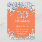30e verjaardag Koraal en Silver Diamond Kaart (Voorkant / Achterkant)