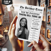 30e verjaardag krantenuitnodiging met programma