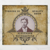 30e verjaardag kroon op retro Voeg je foto toe Bier Etiket (Enkel label)