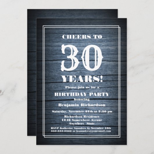 30e verjaardag land hout feest kaart (Voorkant / Achterkant)