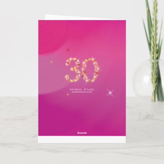 30e verjaardag - leeftijd 30 ster cijfers - Roze Kaart (Achterkant)