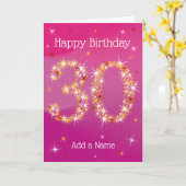 30e verjaardag - leeftijd 30 ster cijfers - Roze Kaart (Gele Bloem)