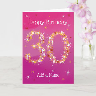 30e verjaardag - leeftijd 30 ster cijfers - Roze Kaart