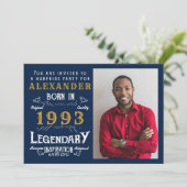 30e verjaardag Legend Retro Blue Gold Kaart (Staand voorkant)