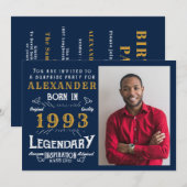 30e verjaardag Legend Retro Blue Gold Kaart (Voorkant / Achterkant)