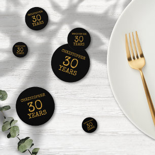 30e verjaardag Legendary Zwart Goud Retro Confetti