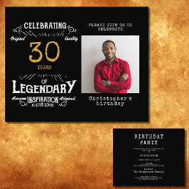 30e verjaardag Legendary Zwart Goud Retro Flyer