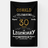 30e verjaardag Legendary Zwart Goud Retro Spandoek (Verticaal)