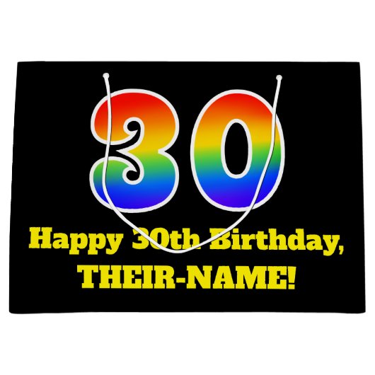 30e verjaardag ~ Leuk, Kleurrijk, Levendig, Regenb Groot Cadeauzakje (Voorkant)