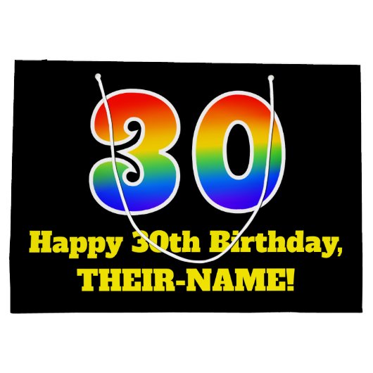 30e verjaardag ~ Leuk, Kleurrijk, Levendig, Regenb Groot Cadeauzakje (Achterkant)