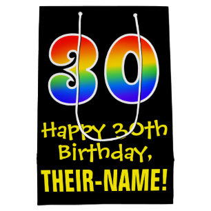 30e verjaardag: leuk, moedig, kleurrijk, regenboog medium cadeauzakje