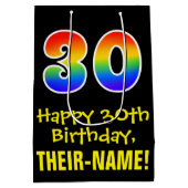 30e verjaardag: Leuk, Vet, Kleurrijk, Regenboog "3 Medium Cadeauzakje (Achterkant)