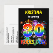 30e verjaardag - Leuk vuurwerk, Rainbow Look "30" Briefkaart (Voorkant / Achterkant)