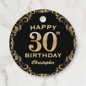 30e verjaardag Lijst voor zwarte feestdag en goudg Bedankjes Labels (Achterkant)