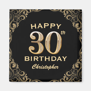 30e verjaardag Lijst voor zwarte feestdag en goudg Magneet