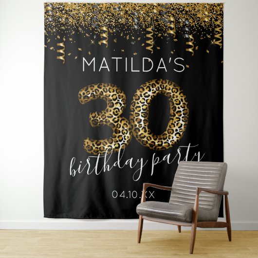 30e Verjaardag Luipaardprint Fotobehang Wandkleed (In situ)