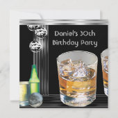 30e verjaardag Mannen Drinken Black Silver Kaart (Voorkant)