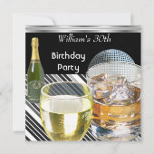 30e verjaardag Mannen Drinken Black Silver Man Kaart (Voorkant)