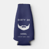 30e verjaardag marineblauwe witte baard mannen leu flesjeskoeler (Voorkant)