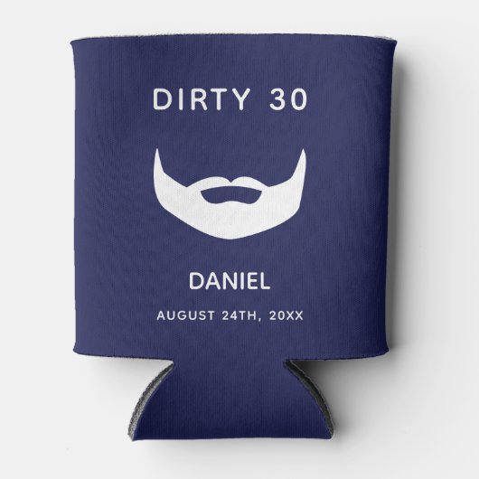 30e verjaardag marinesblauwe baard mannen leuk blikjeskoeler (Voorkant)