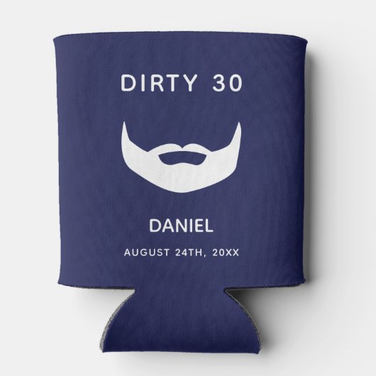 30e verjaardag marinesblauwe baard mannen leuk blikjeskoeler (Achterkant)