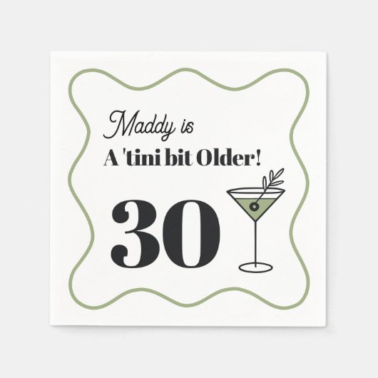 30e verjaardag Martini-thema servetten groen (Voorkant)