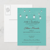 30e verjaardag Mason Jar Lights Uitnodiging Briefkaart (Voorkant / Achterkant)