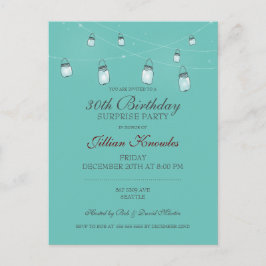 30e verjaardag Mason Jar Lights Uitnodiging Briefkaart