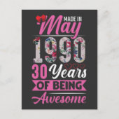 30e verjaardag mei 1990 30 jaar oud vrouw moeder briefkaart (Voorkant)