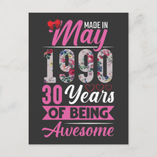 30e verjaardag mei 1990 30-jarige vrouw moeder briefkaart
