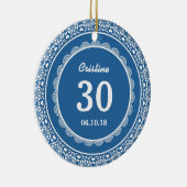 30e verjaardag Memento Blue met kant D02 Keramisch Ornament (Rechts)