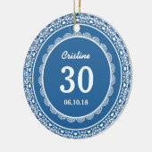 30e verjaardag Memento Blue met kant D02 Keramisch Ornament (Links)