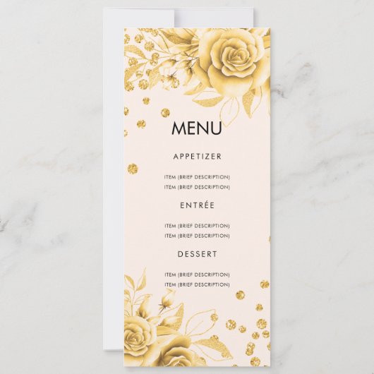 30e verjaardag Menu Gouden Bloemen Glitter Kaart (Achterkant)