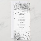 30e verjaardag Menu Zilveren Bloemen Glitter Kaart (Achterkant)