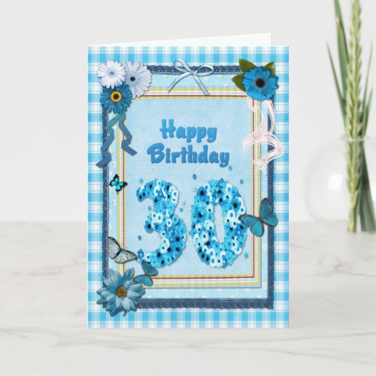 30e verjaardag met een scrapbook-effect kaart (Voorkant)
