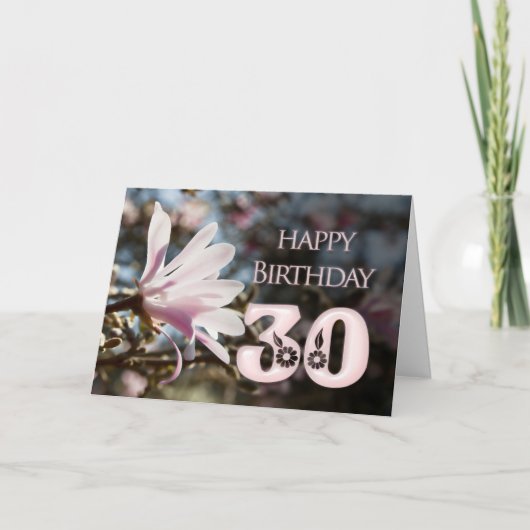 30e verjaardag met magnolia kaart (Voorkant)