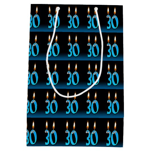 30e verjaardag met oogbalkaarsen medium cadeauzakje (Achterkant)