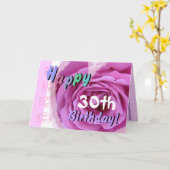 30e VERJAARDAG met Pink Rose Heart Kaart (Gele Bloem)