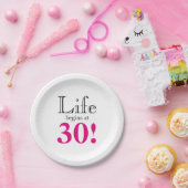 30e verjaardag mijlpaal veroudering hot roze retro papieren bordje (Feest)