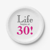 30e verjaardag mijlpaal veroudering hot roze retro papieren bordje (Voorkant)