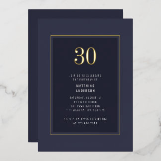 30e verjaardag minimale elegante donkergouden Lijs Folie Uitnodiging