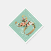  30e verjaardag Mint Gold Floral Glamoureus Servet (Hoek)