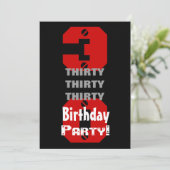 30e verjaardag Modern Black Red White Rivets B474 Kaart (Staand voorkant)
