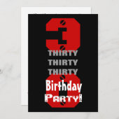 30e verjaardag Modern Black Red White Rivets B474 Kaart (Voorkant / Achterkant)