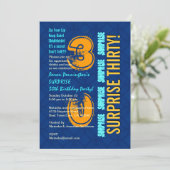 30e verjaardag Modern Blue en Gold F544 Kaart (Staand voorkant)