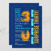 30e verjaardag Modern Blue en Gold F544 Kaart (Voorkant / Achterkant)