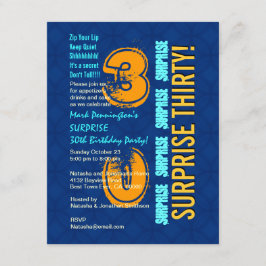 30e verjaardag Modern Blue en Gold F545 Kaart