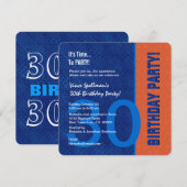 30e verjaardag Modern Blue en Oranje Kaart (Voorkant / Achterkant)