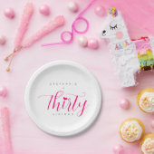30e verjaardag Modern Elegant Thirtylicious Pink Papieren Bordje (Feest)